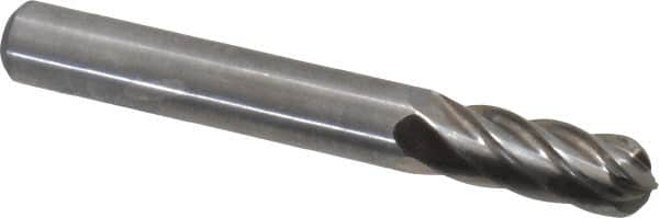 Atrax - 1/4" Cut Diam, 1/4" Shank Diam, Cylinder with Radius Head Fluted Cut Burr - Radius End, 5/8" LOC, 2" OAL - Caliber Tooling