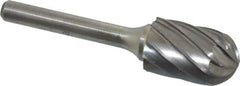 Atrax - 5/8" Cut Diam, 1/4" Shank Diam, Cylinder with Radius Head Fluted Cut Burr - Radius End, 1" LOC, 2-3/4" OAL - Caliber Tooling