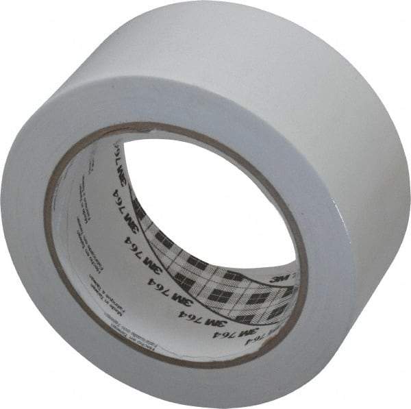 3M - White Solid Color Vinyl Tape - 2" Wide x 108' Long x 0.005" Thick, General Traffic - Caliber Tooling