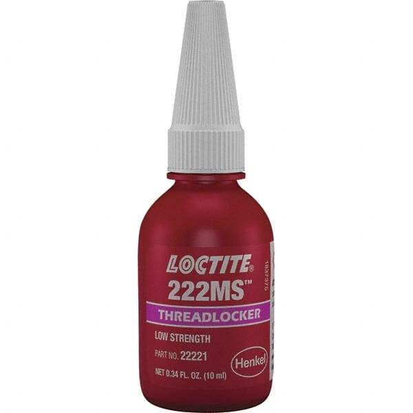 Loctite - 10 mL Bottle, Purple, Low Strength Liquid Threadlocker - Series 222, 24 hr Full Cure Time, Hand Tool Removal - Caliber Tooling