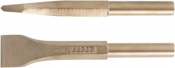 Ampco - 1-3/4" Head Width, 8" OAL, 3/4" Shank Diam, Scaling Chisel - Round Drive, Round Shank - Caliber Tooling