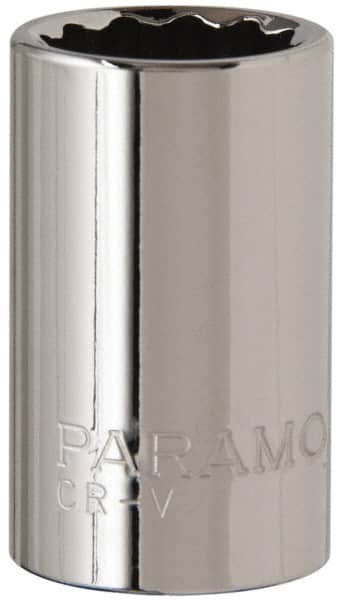 Paramount - 1/2" Drive, Standard Hand Socket - 12 Points, 1-1/2" OAL, Steel, Chrome Finish - Caliber Tooling