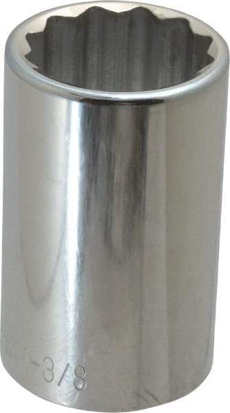 Paramount - 1-3/8", 1/2" Drive, Deep Hand Socket - 12 Points, 3-1/2" OAL, Steel, Chrome Finish - Caliber Tooling