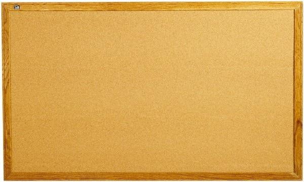 Quartet - 60" Wide x 36" High Open Cork Bulletin Board - Natural Cork over Fiberboard, Oak Frame - Caliber Tooling