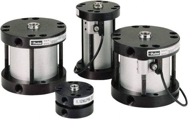 Parker - 3" Stroke x 2-1/2" Bore Double Acting Air Cylinder - 1/4 Port, 1/2-20 Rod Thread, -10 to 200°F - Caliber Tooling