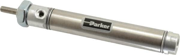 Parker - 2" Stroke x 9/16" Bore Double Acting Air Cylinder - 10-32 Port, 10-32 Rod Thread, 250 Max psi, 14 to 140°F - Caliber Tooling