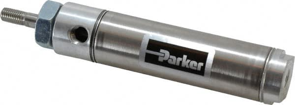 Parker - 2" Stroke x 1-1/16" Bore Double Acting Air Cylinder - 1/8 Port, 5/16-24 Rod Thread, 250 Max psi, 14 to 140°F - Caliber Tooling