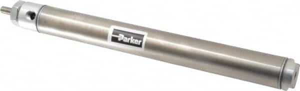 Parker - 8" Stroke x 1-1/16" Bore Double Acting Air Cylinder - 1/8 Port, 5/16-24 Rod Thread, 250 Max psi, 14 to 140°F - Caliber Tooling