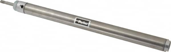 Parker - 12" Stroke x 1-1/16" Bore Double Acting Air Cylinder - 1/8 Port, 5/16-24 Rod Thread, 250 Max psi, 14 to 140°F - Caliber Tooling