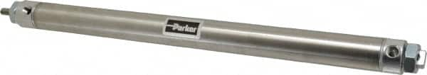 Parker - 12" Stroke x 1-1/16" Bore Double Acting Air Cylinder - 1/8 Port, 5/16-24 Rod Thread, 250 Max psi, 14 to 140°F - Caliber Tooling