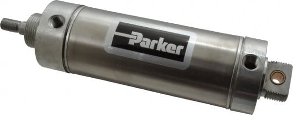 Parker - 4" Stroke x 2-1/2" Bore Double Acting Air Cylinder - 1/4 Port, 1/2-20 Rod Thread, 250 Max psi, 14 to 140°F - Caliber Tooling