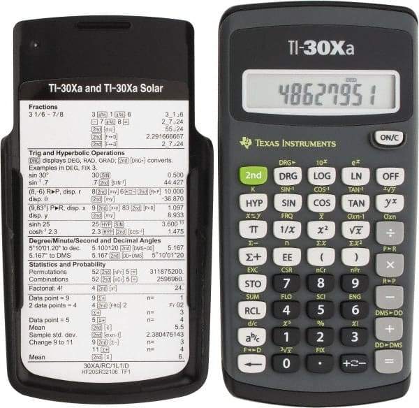 Texas Instruments - LCD 1 Function Handheld Calculator - 10 x 1 Display Size, Dark Gray & Black, (2) A76 Batteries Powered, 6" Long x 3-1/8" Wide - Caliber Tooling