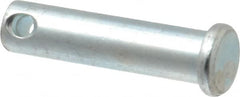 Made in USA - 3/8" Pin Diam, 1-1/2" OAL, Standard Clevis Pin - 5/32" Hole, 1-11/32" Usable Length, Zinc-Plated Steel - Caliber Tooling