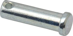 Made in USA - 7/16" Pin Diam, 1-1/2" OAL, Standard Clevis Pin - 5/32" Hole, 1-11/32" Usable Length, Zinc-Plated Steel - Caliber Tooling