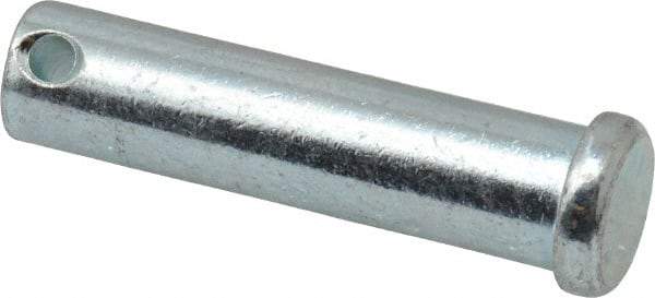 Made in USA - 1/2" Pin Diam, 2" OAL, Standard Clevis Pin - 5/32" Hole, 1-27/32" Usable Length, Zinc-Plated Steel - Caliber Tooling