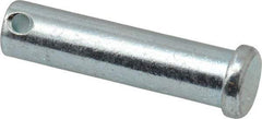 Made in USA - 1/2" Pin Diam, 2" OAL, Standard Clevis Pin - 5/32" Hole, 1-27/32" Usable Length, Zinc-Plated Steel - Caliber Tooling