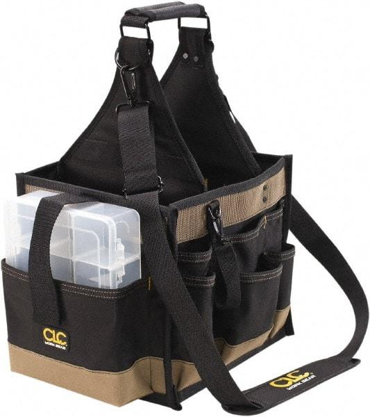 CLC - 23 Pocket Black & Brown Polyester Tool Bag - 11" Wide x 10" Deep x 19" High - Caliber Tooling