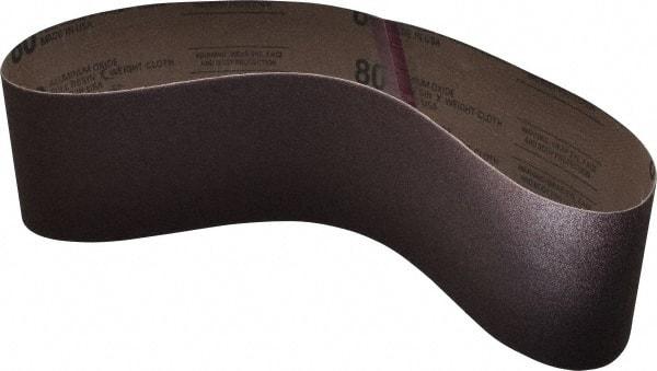 Tru-Maxx - 4" Wide x 36" OAL, 80 Grit, Aluminum Oxide Abrasive Belt - Aluminum Oxide, Medium, Coated - Caliber Tooling