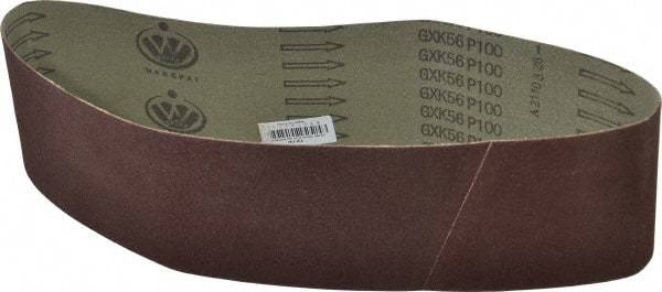 Tru-Maxx - 4" Wide x 36" OAL, 100 Grit, Aluminum Oxide Abrasive Belt - Aluminum Oxide, Fine, Coated - Caliber Tooling