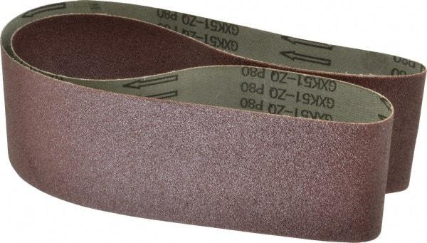 Tru-Maxx - 4" Wide x 54" OAL, 80 Grit, Aluminum Oxide Abrasive Belt - Aluminum Oxide, Medium, Coated - Caliber Tooling