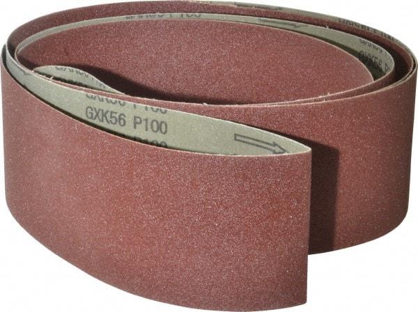 Tru-Maxx - 4" Wide x 132" OAL, 100 Grit, Aluminum Oxide Abrasive Belt - Aluminum Oxide, Fine, Coated - Caliber Tooling