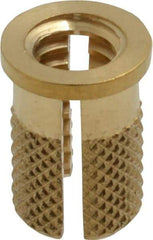 E-Z LOK - 1/4-20 UNC Brass Flanged Press Fit Threaded Insert for Plastic - 1/2" OAL, 0.326" Insert Diam, 5/16" Hole Diam, 5/16" Drill - Caliber Tooling