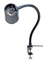 Made in USA - 18 Inch, Gooseneck, Clamp on, Incandescent, Black, General Purpose Task Light - 100 Watt, 120 Volt, Nonmagnifying - Caliber Tooling