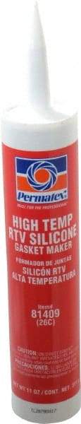 Permatex - 11 oz Cartridge Red RTV Silicone Gasket Sealant - -65 to 600°F Operating Temp, 24 hr Full Cure Time - Caliber Tooling