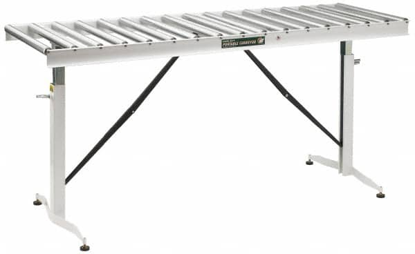 HTC - 66 Inch Long x 43-1/2 Inch High Portable Folding Conveyor - 500 Lbs. Limit, with 17 and 24 Inch Wide Rollers - Caliber Tooling