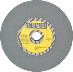 Tru-Maxx - 120 Grit Silicon Carbide Bench & Pedestal Grinding Wheel - 10" Diam x 1-1/4" Hole x 1" Thick, 3250 Max RPM, K Hardness, Fine Grade , Vitrified Bond - Caliber Tooling