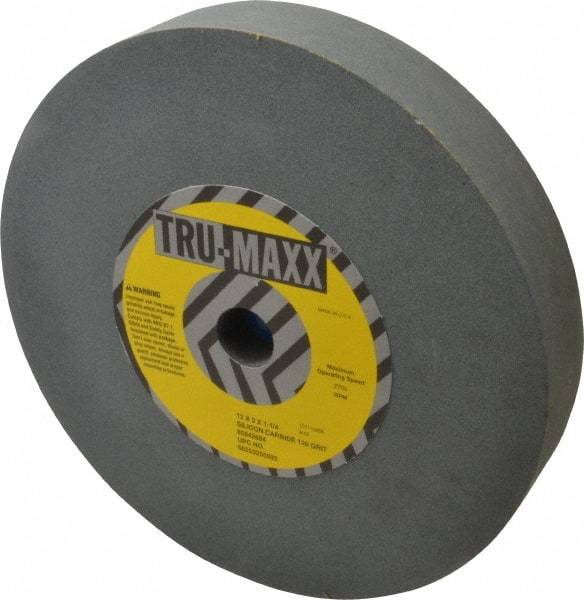 Tru-Maxx - 120 Grit Silicon Carbide Bench & Pedestal Grinding Wheel - 12" Diam x 1-1/4" Hole x 2" Thick, 2705 Max RPM, K Hardness, Fine Grade , Vitrified Bond - Caliber Tooling