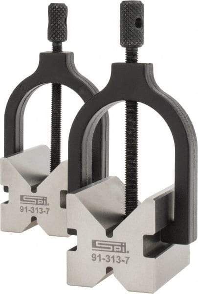 SPI - 1/2 to 1-3/32" Capacity, 90° Angle, Hardened Steel V-Block - 2" Long x 1-1/2" Wide x 1-1/2" High, Sold as 2 Block Set - Caliber Tooling