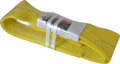 Lift-All - 3' Long x 4" Wide, 11,500 Lb Vertical Capacity, 2 Ply, Polyester Web Sling - 9,200 Lb Choker Capacity, Yellow - Caliber Tooling