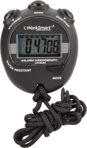 Value Collection - Water Resistant Digital Stopwatch - 3V Lithium Battery, Back Lit, Black - Caliber Tooling