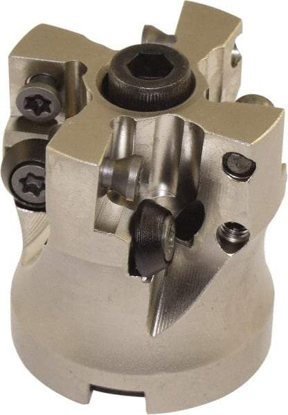 Millstar - 1-1/2" Cutter Diam, 0.04" Max Depth of Cut, Indexable High-Feed Face Mill - 1/2" Arbor Hole Diam - Caliber Tooling