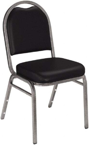 NPS - Vinyl Black Stacking Chair - Silver Frame, 18" Wide x 20" Deep x 34" High - Caliber Tooling