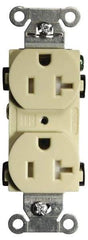 Hubbell Wiring Device-Kellems - 125 VAC, 20 Amp, 5-20R NEMA Configuration, Ivory, Specification Grade, Self Grounding Duplex Receptacle - 1 Phase, 2 Poles, 3 Wire, Flush Mount, Tamper Resistant - Caliber Tooling