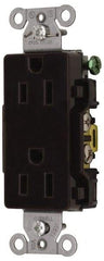 Hubbell Wiring Device-Kellems - 125 VAC, 15 Amp, 5-15R NEMA Configuration, Brown, Specification Grade, Self Grounding Duplex Receptacle - 1 Phase, 2 Poles, 3 Wire, Flush Mount - Caliber Tooling