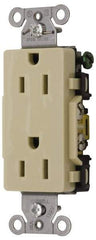 Hubbell Wiring Device-Kellems - 125 VAC, 15 Amp, 5-15R NEMA Configuration, Ivory, Specification Grade, Self Grounding Duplex Receptacle - 1 Phase, 2 Poles, 3 Wire, Flush Mount - Caliber Tooling