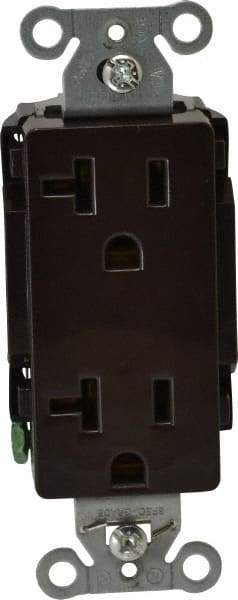 Hubbell Wiring Device-Kellems - 125 VAC, 20 Amp, 5-20R NEMA Configuration, Brown, Specification Grade, Self Grounding Duplex Receptacle - 1 Phase, 2 Poles, 3 Wire, Flush Mount - Caliber Tooling