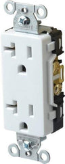 Hubbell Wiring Device-Kellems - 125 VAC, 20 Amp, 5-20R NEMA Configuration, White, Specification Grade, Self Grounding Duplex Receptacle - 1 Phase, 2 Poles, 3 Wire, Flush Mount - Caliber Tooling