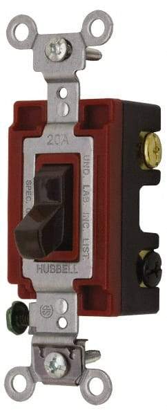 Hubbell Wiring Device-Kellems - 3 Pole, 120 to 277 VAC, 15 Amp, Industrial Grade, Toggle, Wall and Dimmer Light Switch - 1-5/16 Inch Wide x 4-1/16 Inch High - Caliber Tooling