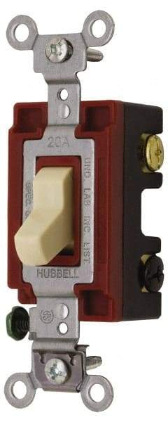 Hubbell Wiring Device-Kellems - 3 Pole, 120 to 277 VAC, 15 Amp, Industrial Grade, Toggle, Wall and Dimmer Light Switch - 1-5/16 Inch Wide x 4-1/16 Inch High - Caliber Tooling