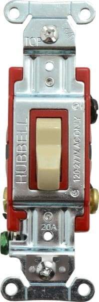 Hubbell Wiring Device-Kellems - 3 Pole, 120 to 277 VAC, 20 Amp, Industrial Grade, Toggle, Wall and Dimmer Light Switch - 1-5/16 Inch Wide x 4-1/16 Inch High - Caliber Tooling