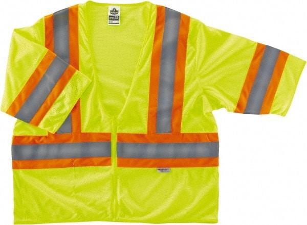 Ergodyne - Size 2X/3XL High Visibility Lime Mesh General Purpose Vest - 52 to 58" Chest, ANSI/ISEA 107, Zipper Closure, 1 Pocket, Polyester - Caliber Tooling