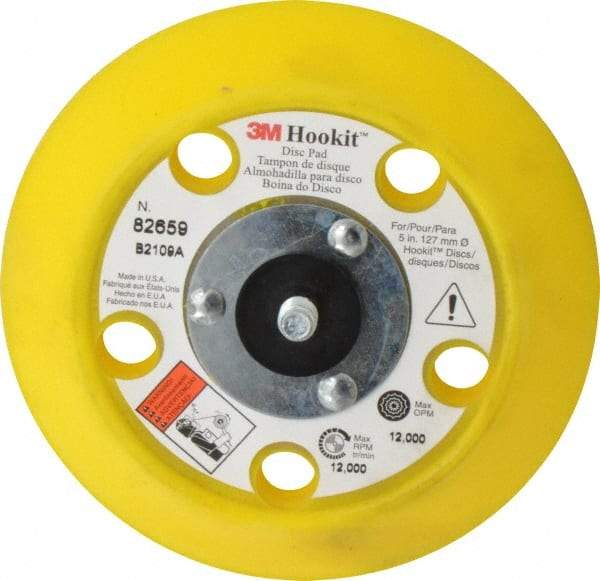 3M - 5" Diam Hook & Loop Disc Backing Pad - Medium Density, 12,000 RPM - Caliber Tooling