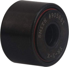 Accurate Bushing - 1/4" Bore, 3/4" Roller Diam x 1/2" Roller Width, Carbon Steel Sealed Self-Lubricating Yoke Cam Follower with Nonmetallic Bushing - 1 Lb Dynamic Load Capacity, 9/16" Overall Width - Caliber Tooling