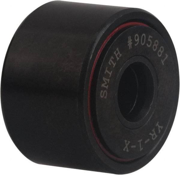 Accurate Bushing - 1/4" Bore, 7/8" Roller Diam x 1/2" Roller Width, Carbon Steel Sealed Self-Lubricating Yoke Cam Follower with Nonmetallic Bushing - 1 Lb Dynamic Load Capacity, 9/16" Overall Width - Caliber Tooling