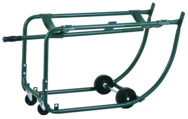 Drum Cradle - 1"O.D. x 14 Gauge Steel Tubing - For 55 Gallon drums - Bung Drain 18-7/8" off floor - 5" Rubber wheels - 3" Rubber casters - Caliber Tooling