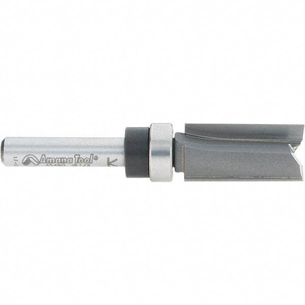 Amana Tool - 1/2" Cut Diam, 1" Length of Cut, 2 Flute Pattern-Cutting Edge Profile Router Bit - Carbide-Tipped, 1/4" Shank Diam, 2-1/2" OAL, Uncoated - Caliber Tooling